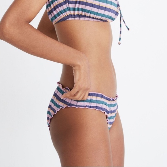 NWT Madewell Second Wave Ruffled Bikini Bottom in Plaid - Picture 2 of 9